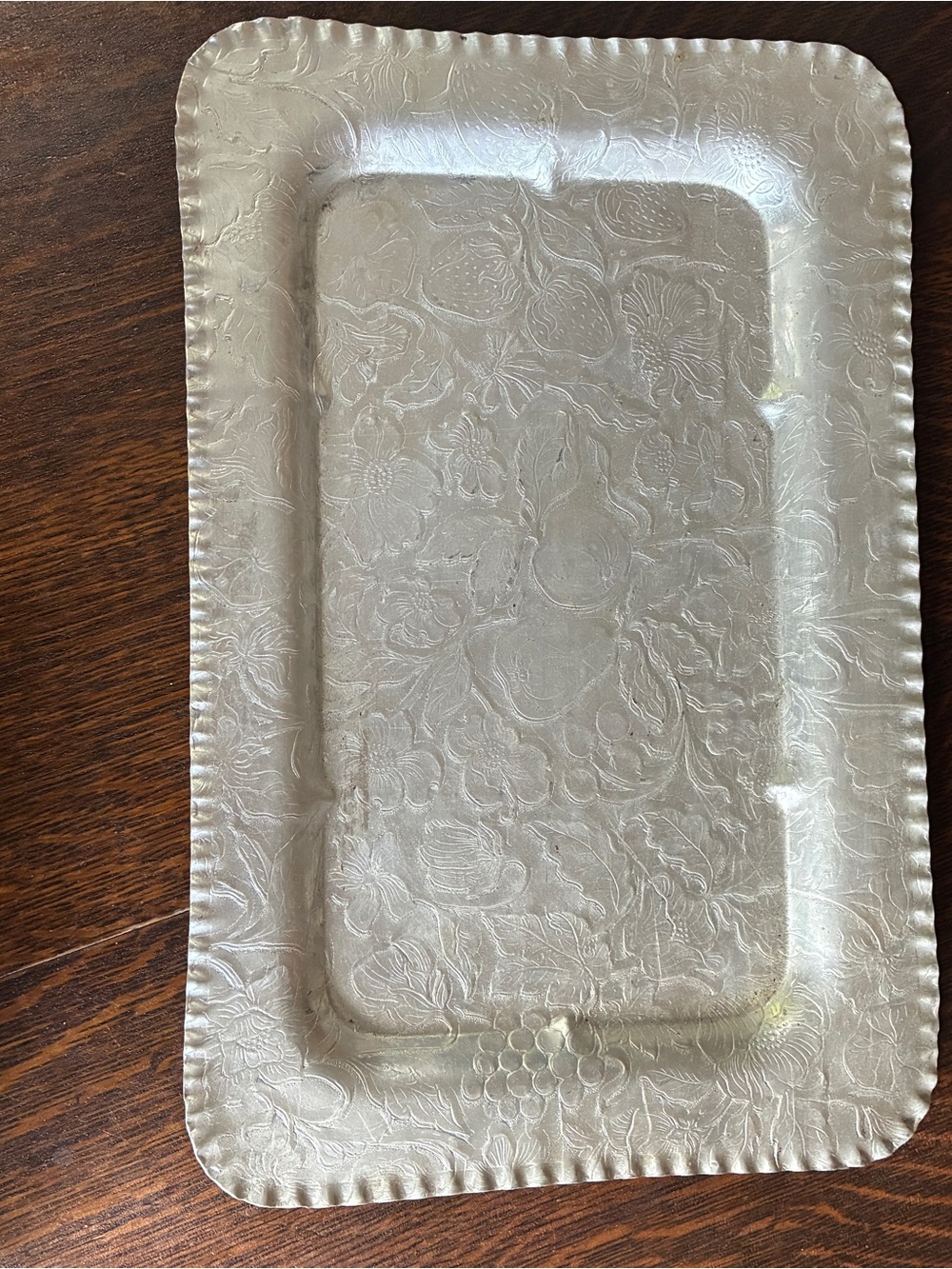 Vintage hammered aluminum serving tray